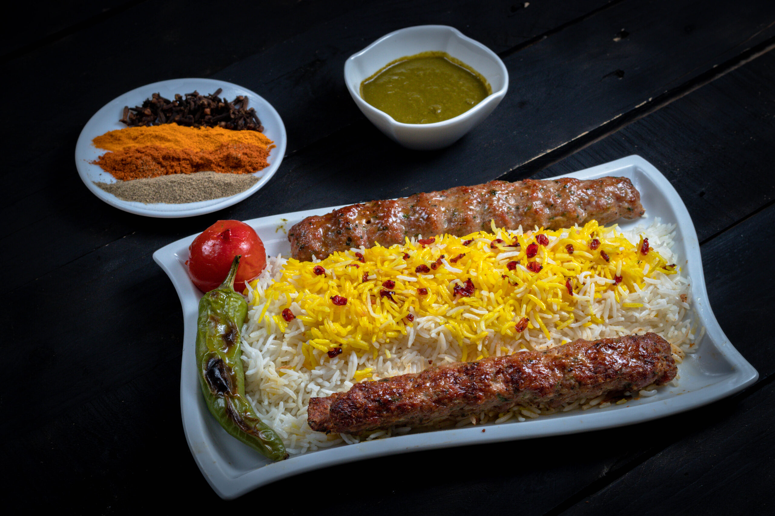 Chicken & Mutton kofta with saffron rice