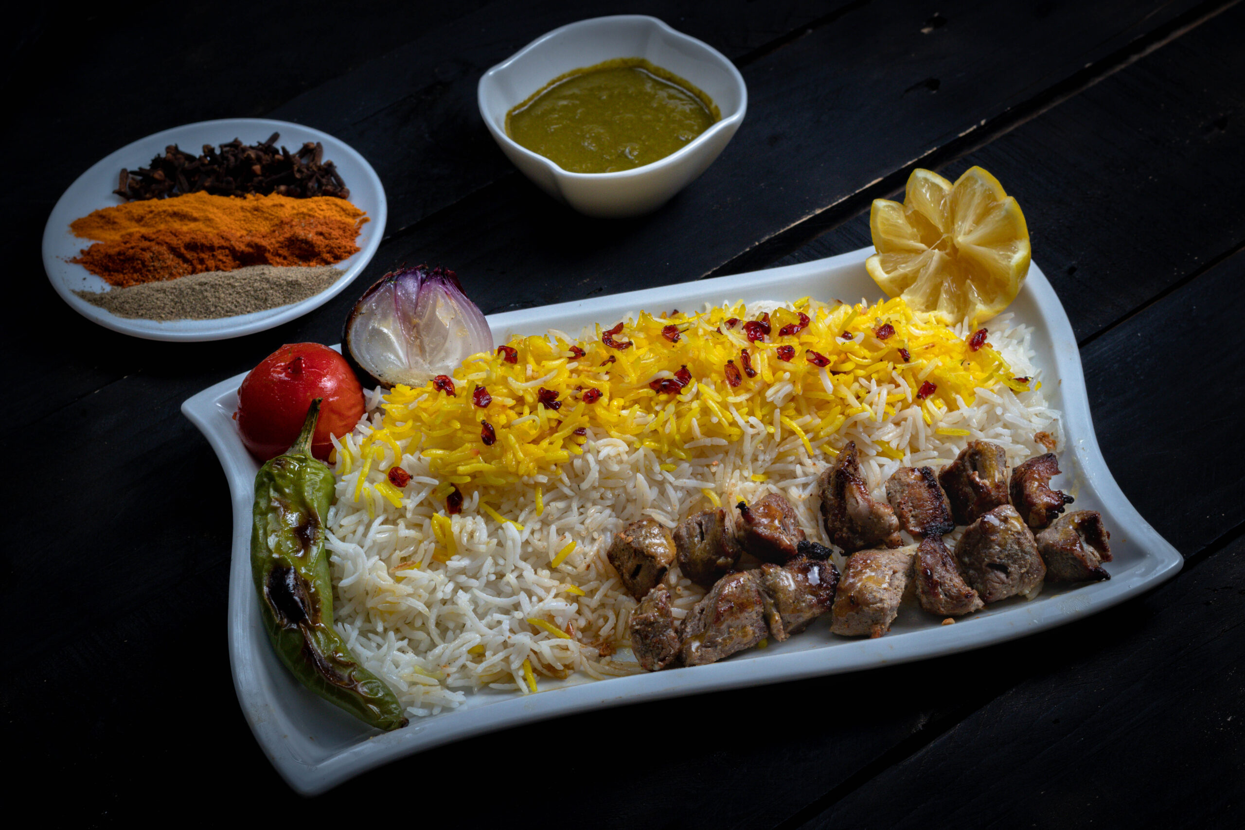 Mutton kabab with rice